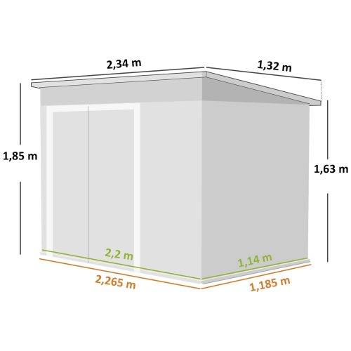 Outsunny Caseta De Jardín Exterior 2,7 M² 234x132x185 Cm Triple Puerta Verde