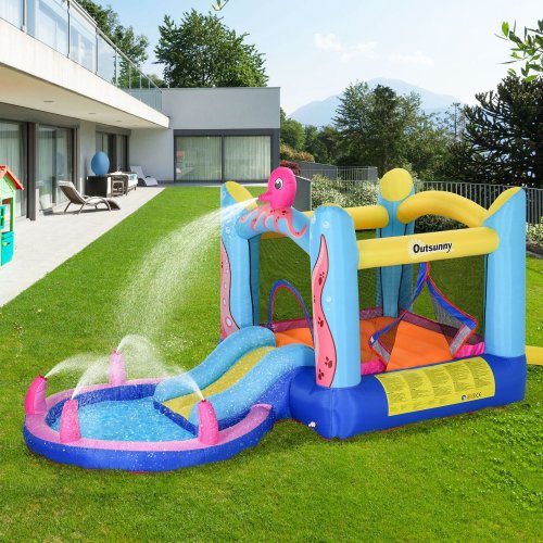 Outsunny Castillo Hinchable Para Niños Con Piscina 360x175x180 Cm Multicolor