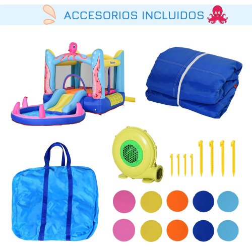 Outsunny Castillo Hinchable Para Niños Con Piscina 360x175x180 Cm Multicolor