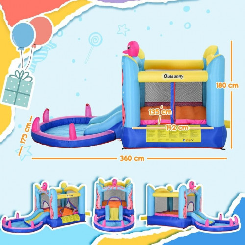 Outsunny Castillo inflable infantil con tobogán y piscina 360 x 175 x 180 cm