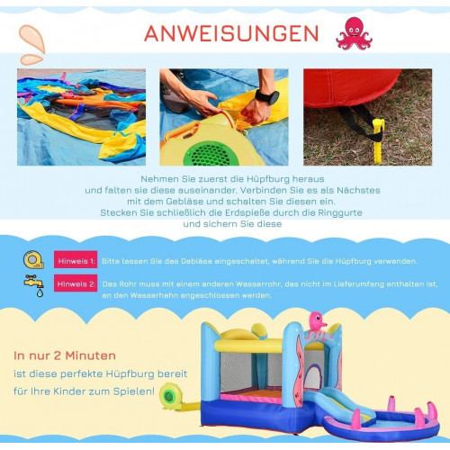 Outsunny Castillo inflable infantil con tobogán y piscina 360 x 175 x 180 cm