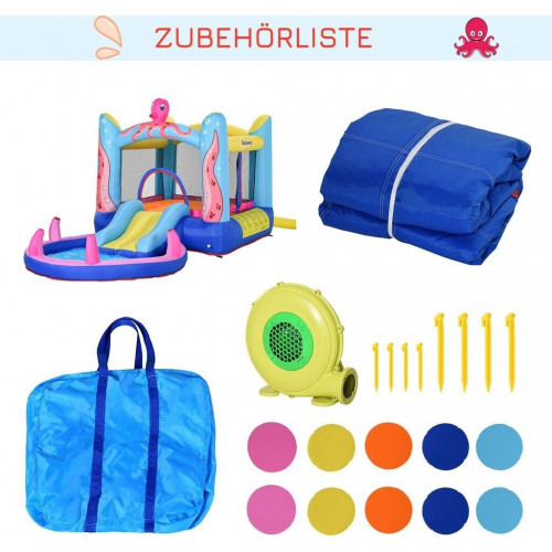 Outsunny Castillo inflable infantil con tobogán y piscina 360 x 175 x 180 cm
