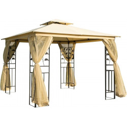 Outsunny Cenador de Jardín 300x300x280 cm Carpa Exterior Grande