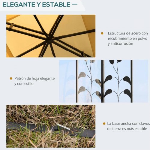 Outsunny Cenador de Jardín 300x300x280 cm Carpa Exterior Grande