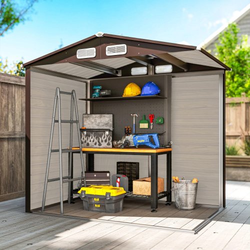 Outsunny Cobertizo De Jardín 190x131x188 Cm Con 2 Ventilaciones Y Puerta Roble