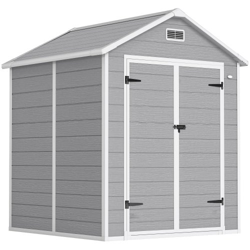 Outsunny Cobertizo De Jardín 2,4 M² 182x151x219 Cm Con Suelo Puerta Cerrada Gris