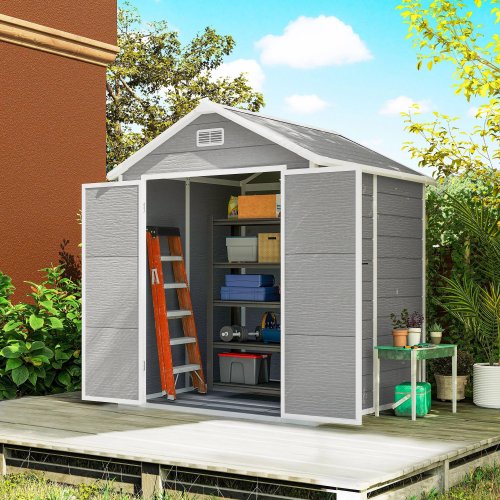 Outsunny Cobertizo De Jardín 2,4 M² 182x151x219 Cm Con Suelo Puerta Cerrada Gris