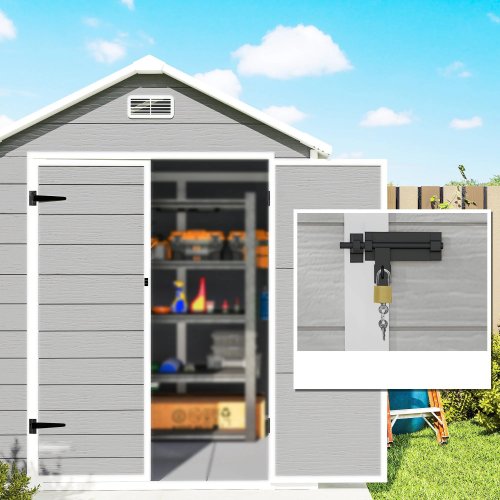 Outsunny Cobertizo De Jardín 2,4 M² 182x151x219 Cm Con Suelo Puerta Cerrada Gris