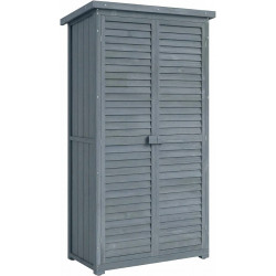 Outsunny Cobertizo de Madera Caseta de Madera 0,31 m² 87x46,5x160 cm con 2 Puertas y 2 Estantes Interior