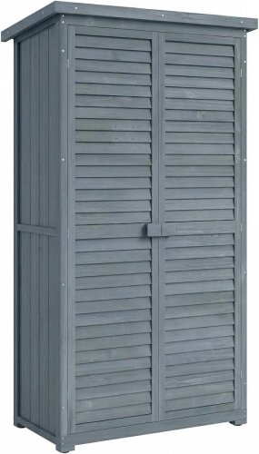 Outsunny Cobertizo de Madera Caseta de Madera 0,31 m² 87x46,5x160 cm con 2 Puertas y 2 Estantes Interior