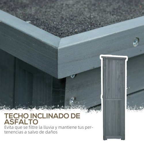 Outsunny Cobertizo de Madera Caseta de Madera 0,31 m² 87x46,5x160 cm con 2 Puertas y 2 Estantes Interior