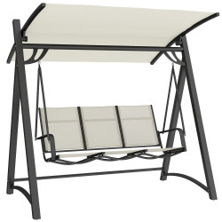 Outsunny Columpio De Jardín De 3 Plazas Con Techo Ajustable Asiento Transpirable