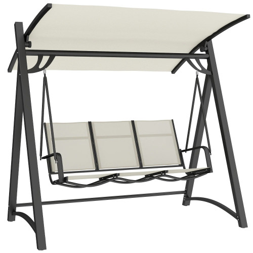 Outsunny Columpio De Jardín De 3 Plazas Con Techo Ajustable Asiento Transpirable