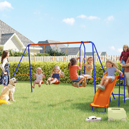 Outsunny Columpio Infantil 4 En 1 Con Cuerda Ajustable Y Anti-uv Multicolor