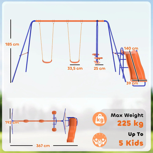 Outsunny Columpio Infantil 4 En 1 Con Cuerda Ajustable Y Anti-uv Multicolor