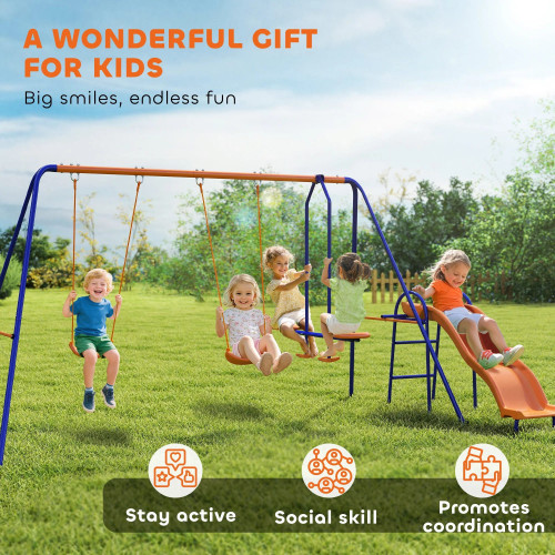 Outsunny Columpio Infantil 4 En 1 Con Cuerda Ajustable Y Anti-uv Multicolor