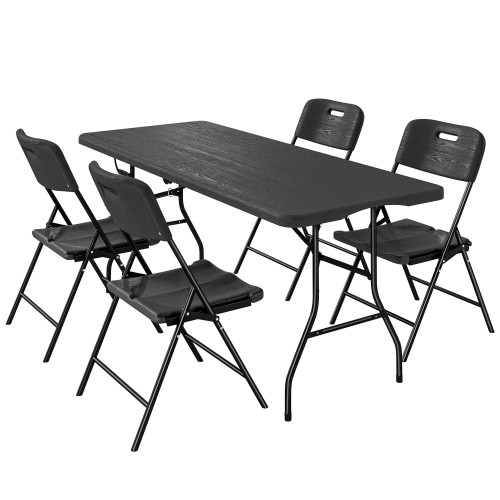 Outsunny Conjunto De Camping Plegable Con Mesa Y 4 Sillas Negro