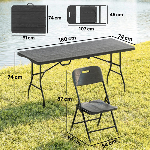 Outsunny Conjunto De Camping Plegable Con Mesa Y 4 Sillas Negro