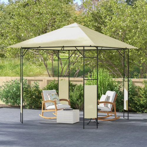 Outsunny Conjunto De Cenador De Jardín 3x3x2,6 M Y Techo De Repuesto 3x3 M