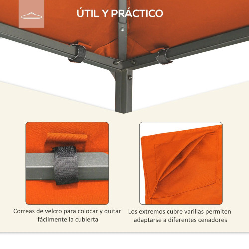 Outsunny Conjunto De Cenador De Jardín 3x3x2,6 M Y Techo De Repuesto 3x3 M
