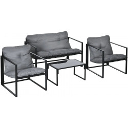 Outsunny Conjunto de Jardín 4 Personas con Sofá