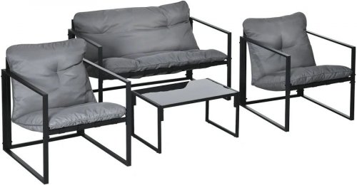 Outsunny Conjunto de Jardín 4 Personas con Sofá