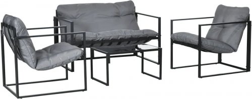 Outsunny Conjunto de Jardín 4 Personas con Sofá