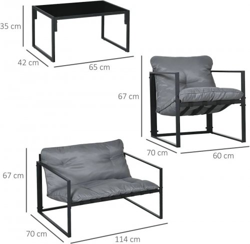Outsunny Conjunto de Jardín 4 Personas con Sofá