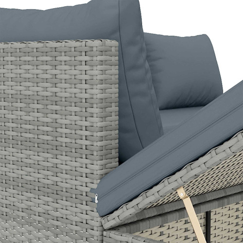 Outsunny Conjunto De Jardín De Ratán De 3 Piezas Respaldo Ajustable Gris