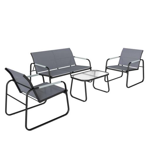 Outsunny Conjunto De Jardín Exterior Con 1 Sofá 2 Sillones Y Mesa Gris