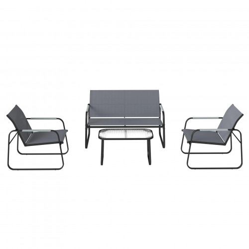 Outsunny Conjunto De Jardín Exterior Con 1 Sofá 2 Sillones Y Mesa Gris