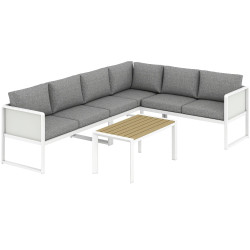 Outsunny Conjunto De Jardín Exterior De 4 Piezas En Forma De L Con Cojines Gris