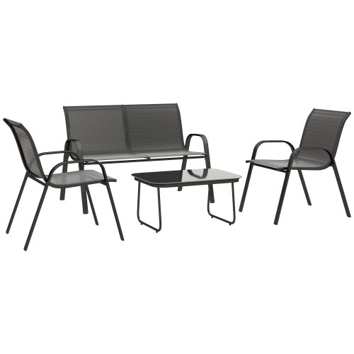 Outsunny Conjunto De Jardín Exterior De 4 Piezas Negro