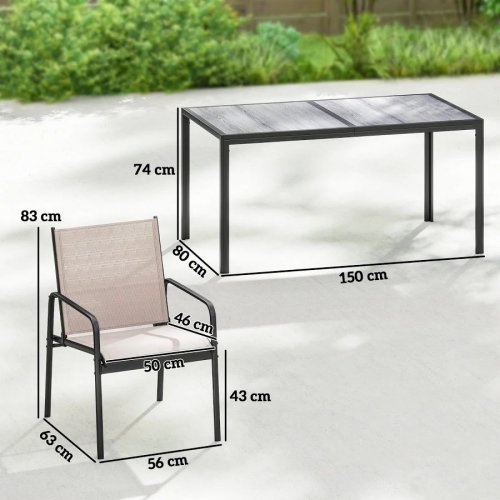 Outsunny Conjunto de Mesa y Sillas Jardín de 7 Piezas con Sillas Transpirables