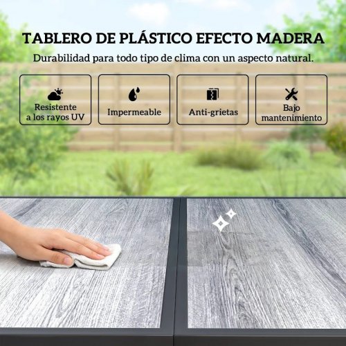 Outsunny Conjunto de Mesa y Sillas Jardín de 7 Piezas con Sillas Transpirables
