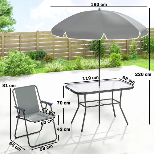 Outsunny Conjunto De Mesa Y Sillas Jardín De 8 Piezas Gris