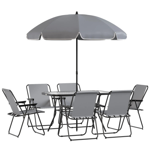 Outsunny Conjunto De Mesa Y Sillas Jardín De 8 Piezas Gris