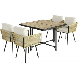Outsunny Conjunto de Mesa y Sillas jardín de Ratán de 5 Piezas