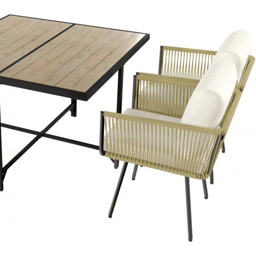 Outsunny Conjunto de Mesa y Sillas jardín de Ratán de 5 Piezas