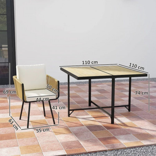 Outsunny Conjunto de Mesa y Sillas jardín de Ratán de 5 Piezas