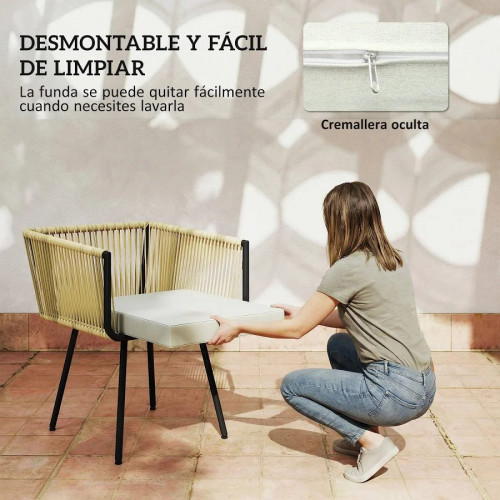 Outsunny Conjunto de Mesa y Sillas jardín de Ratán de 5 Piezas