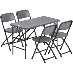 Outsunny Conjunto de Mesa y Sillas Jardín Plegable 5 Piezas con Mesa Ajustable