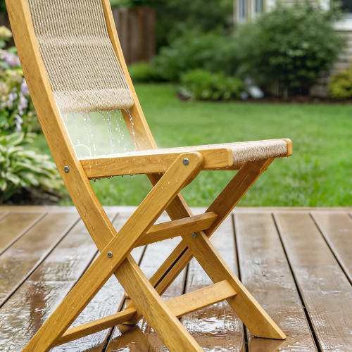 Outsunny Conjunto De Muebles De Jardín Con 2 Sillas Plegables Y Mesa Natural