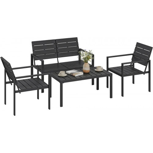 Outsunny Conjunto de Muebles de jardín para 4 Personas Negro