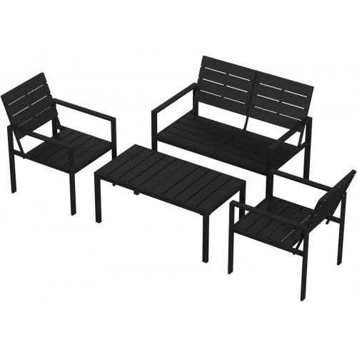 Outsunny Conjunto de Muebles de jardín para 4 Personas Negro
