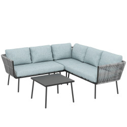 Outsunny Conjunto De Muebles De Ratán 2 Sofá De 2 Plazas Sofá De Esquina Mesa