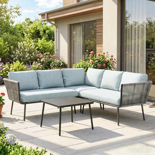 Outsunny Conjunto De Muebles De Ratán 2 Sofá De 2 Plazas Sofá De Esquina Mesa