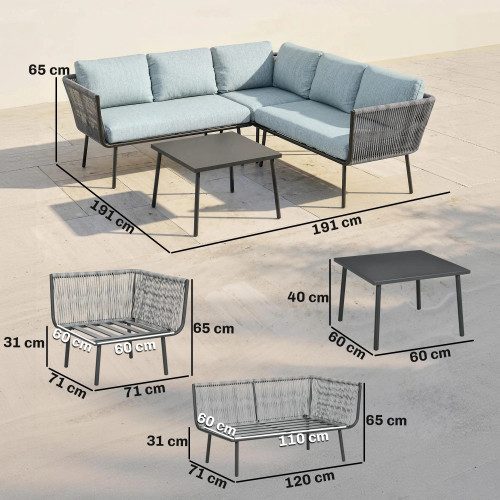 Outsunny Conjunto De Muebles De Ratán 2 Sofá De 2 Plazas Sofá De Esquina Mesa