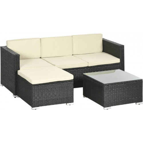 Outsunny Conjunto de Muebles de Ratán de Jardín Sofá de 3 Plazas