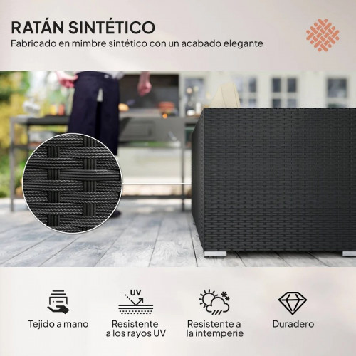 Outsunny Conjunto de Muebles de Ratán de Jardín Sofá de 3 Plazas